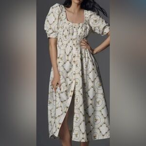 By Anthropologie Short-Sleeve High-Low Midi Dress